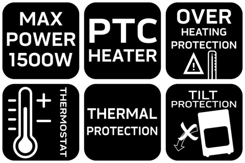 Termowentylator ogrzewacz powietrza mały czarny ceramiczny grzejnik pokojowy 1500w NEO TOOLS 90-157