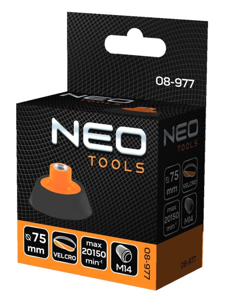 Uchwyt mocujący 75 mm do padów polerskich 80 mm z rzepem iniwersalne mocowanie M14 NEO TOOLS 08-977