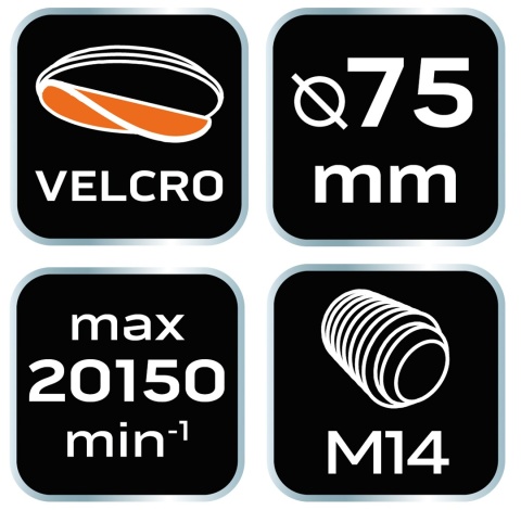 Uchwyt mocujący 75 mm do padów polerskich 80 mm z rzepem iniwersalne mocowanie M14 NEO TOOLS 08-977