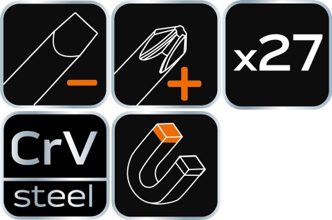 Wkrętaki i końcówki wkrętakowe zestaw śrubokręty 27 sztuk NEO TOOLS 04-197