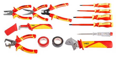 Zestaw Narzędzi dla Elektryka 13 elementy Walizka Szczypce Śrubokręty NEO TOOLS 01-315