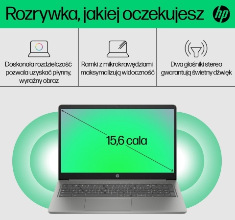 HP Chromebook 15a FullHD IPS Intel Core i3-N305 8-rdzeni 8GB LPDDR5 256GB UFS SSD Chrome OS