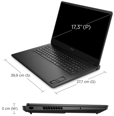 HP OMEN 17 FullHD IPS 144Hz AMD Ryzen 7 8845HS 8-rdzeni 16GB DDR5 1TB SSD NVMe NVIDIA GeForce RTX 4070 8GB