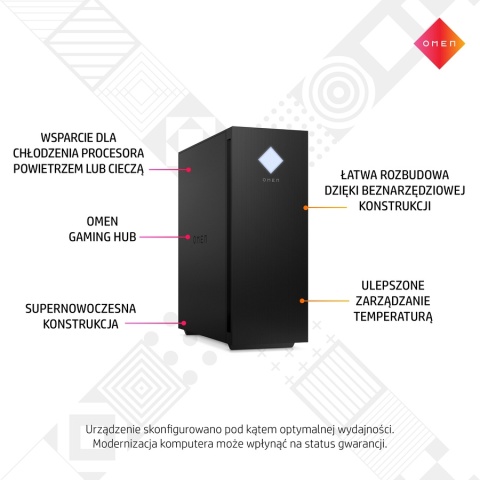 HP OMEN 25L GT15 Gaming PC Intel Core i7-14700F 20-rdzeni 32GB DDR5 1TB SSD NVMe NVIDIA GeForce RTX 4070 Ti Super 16GB Win11