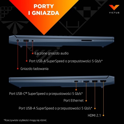 HP Victus Gaming 15 FullHD IPS 144Hz Intel Core i5-13420H 8-rdzeni 16GB DDR4 512GB SSD NVMe NVIDIA GeForce RTX 3050 6GB