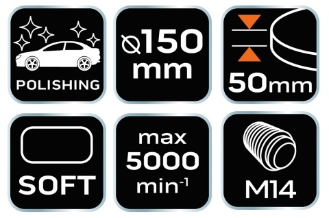 Pad polerski gąbka miękka do polerki na gwint 150 x 50 mm M 14 NEO TOOLS 08-973