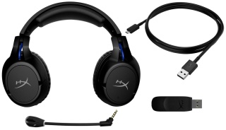 Słuchawki bezprzewodowe gamingowe nauszne HyperX Cloud Flight Wireless czarno-niebieskie dedykowane do PS4, PS5 i PC 4P5H6AA