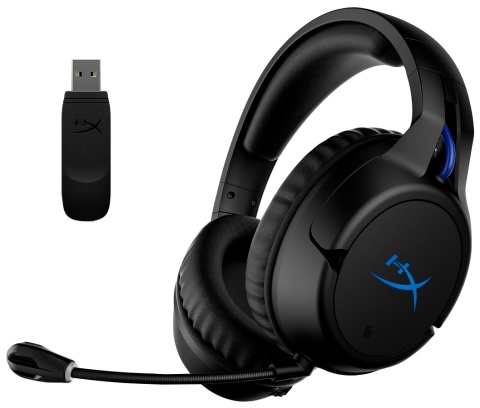 Słuchawki bezprzewodowe gamingowe nauszne HyperX Cloud Flight Wireless czarno-niebieskie dedykowane do PS4, PS5 i PC 4P5H6AA