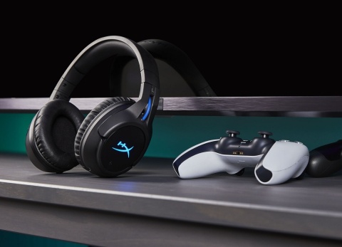 Słuchawki bezprzewodowe gamingowe nauszne HyperX Cloud Flight Wireless czarno-niebieskie dedykowane do PS4, PS5 i PC 4P5H6AA
