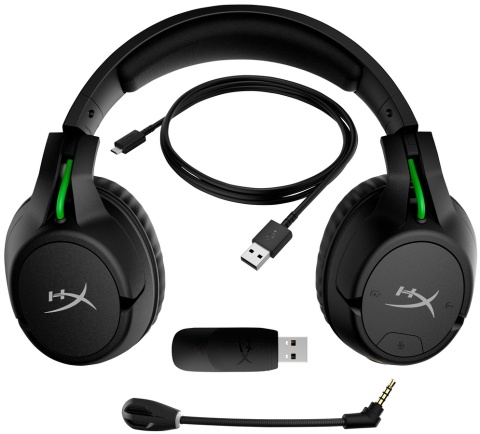 Słuchawki bezprzewodowe gamingowe nauszne HyperX CloudX Flight Wireless czarno-zielone dedykowane do Xbox i PC 4P5J6AA