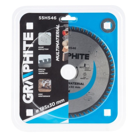 Tarcza do pilarki widiowa precyzyjna 185 x 30 mm 60 zębów uniwersalna GRAPHITE 55H546
