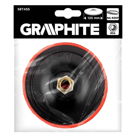 Tarcza mocująca z rzepem do szlifierek 125 mm M14 do ściernic polerek i padów GRAPHITE 58T455