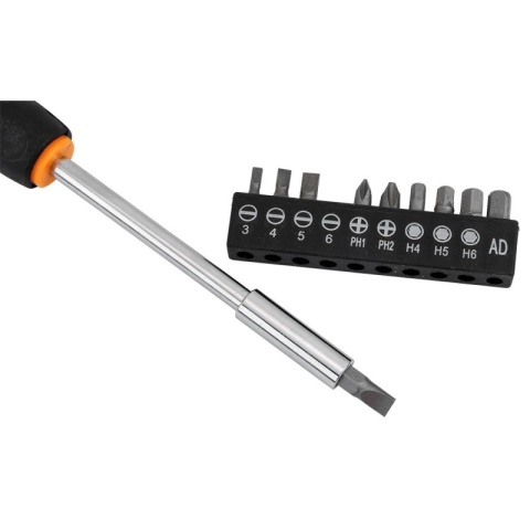 Zestaw narzędzi 14 sztuk bity ¼ SL: 3, 4, 5, 6; PH1, PH2; H4, H5, H6; młotek ciesielski NEO TOOLS 10-114
