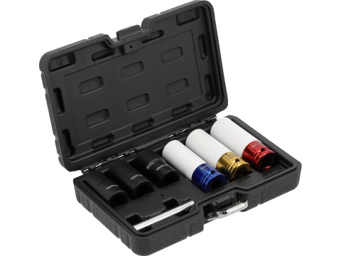 ZESTAW NASADEK UDAROWYCH Z WYKRĘTAKAMI DO FELG ALUMINIOWYCH 7 ELEMENTOWE YT-10559