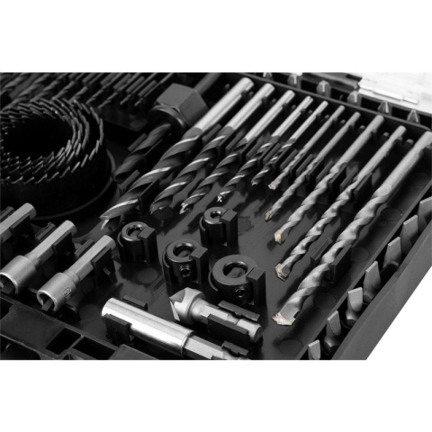 Zestaw wierteł i bitów nasadki 90 elementów do drewna betonu GRAPHITE 56H621