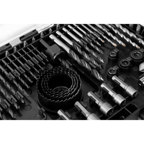 Zestaw wierteł i bitów nasadki 90 elementów do drewna betonu GRAPHITE 56H621