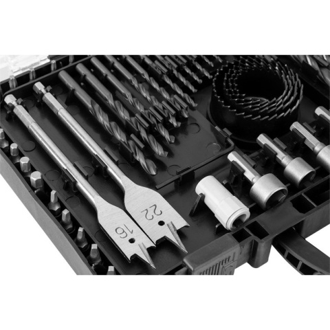 Zestaw wierteł i bitów nasadki 90 elementów do drewna betonu GRAPHITE 56H621