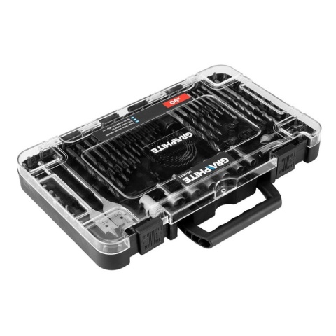 Zestaw wierteł i bitów nasadki 90 elementów do drewna betonu GRAPHITE 56H621