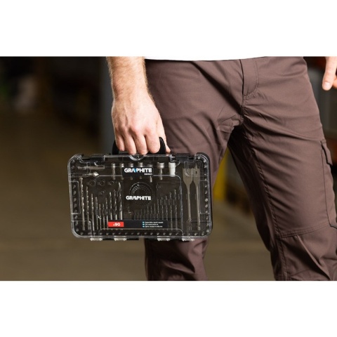 Zestaw wierteł i bitów nasadki 90 elementów do drewna betonu GRAPHITE 56H621