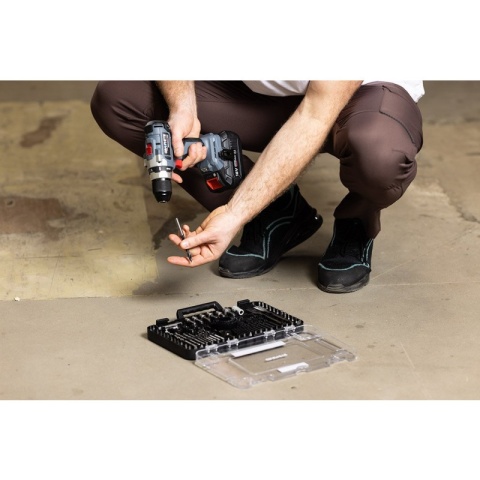 Zestaw wierteł i bitów nasadki 90 elementów do drewna betonu GRAPHITE 56H621