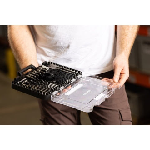 Zestaw wierteł i bitów nasadki 90 elementów do drewna betonu GRAPHITE 56H621