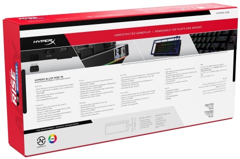 Klawiatura bezprzewodowa HyperX Alloy Rise 75 Wireless RGB anty-ghosting 3w1 Bluetooth/USB/2.4GHz 91Y91AA, układ QWERTY US/PL
