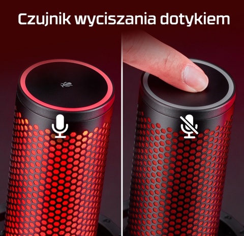 Mikrofon HyperX QuadCast 2 USB, podświetlenie na czerwono, streaming, gaming, podcasty, 872V1AA