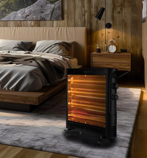 Promiennik kwarcowy grzejnik elektryczny 4 kwarcowe rury 600W 1200W na podczerwień NEO TOOLS