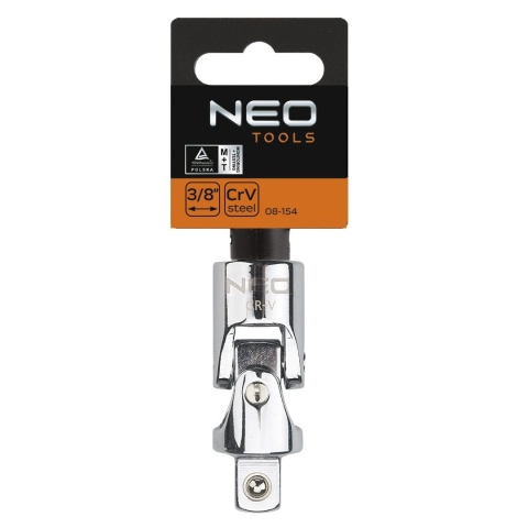 Przegub uniwersalny do nasadek z wytrzymałej stali chromowo-wanadowej 3/8" 08-154 NEO TOOLS