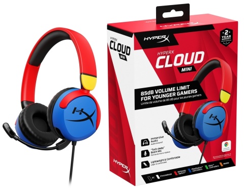 Słuchawki przewodowe gamingowe nauszne HyperX Cloud Mini Multicolor dla dzieci, głośność do 85dB, 7G8F3AA