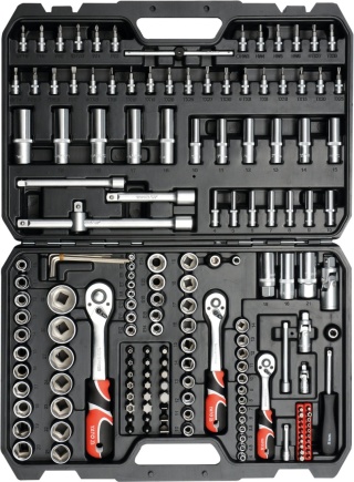 ZESTAW KOMPLET KLUCZY NASADOWYCH 173 elementy 1/2" 1/4" 3/8" WALIZKA YATO YT-38931