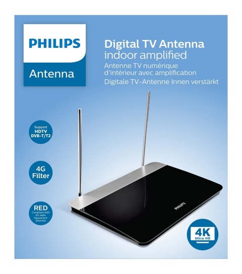 Aktywna antena cyfrowa RTV TV WEWNĘTRZNA 47DB UHF/VHF/FM/HDTV Philips SDV6227/12