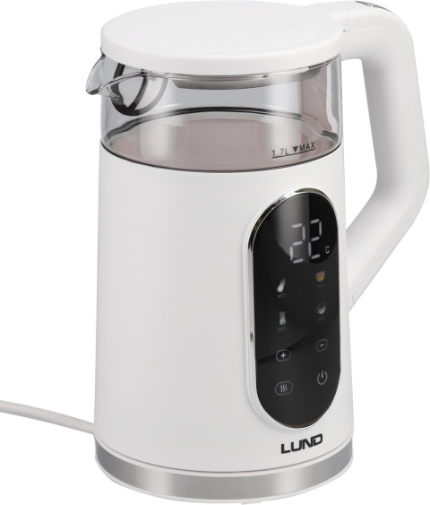 CZAJNIK ELEKTRYCZNY 2200W 1,7 L BIAŁY Z REGULACJĄ TEMPERATURY 40-100°C LUND 68224