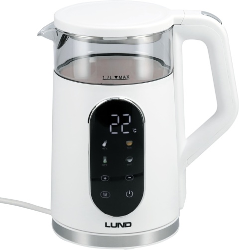 CZAJNIK ELEKTRYCZNY 2200W 1,7 L BIAŁY Z REGULACJĄ TEMPERATURY 40-100°C LUND 68224