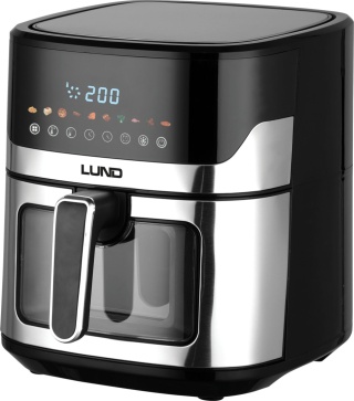 FRYTKOWNICA BEZTŁUSZCZOWA AIR FRYER FRYTOWNICA ZDROWE I SZYBKIE SMAŻENIE 1600 W 6,5 L CZARNA LUND