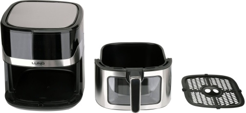 FRYTKOWNICA BEZTŁUSZCZOWA AIR FRYER FRYTOWNICA ZDROWE I SZYBKIE SMAŻENIE 1600 W 6,5 L CZARNA LUND