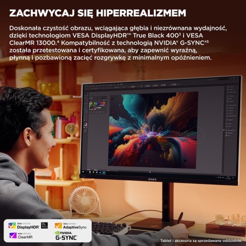 Monitor HP OMEN Transcend 32 4K Gaming UltraHD QD-OLED 240Hz HDR 31.5 cali 3840x2160 HDMI DisplayPort USB-C 9R181AA