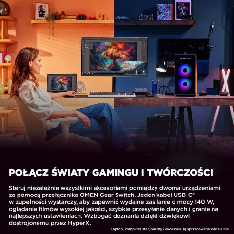 Monitor HP OMEN Transcend 32 4K Gaming UltraHD QD-OLED 240Hz HDR 31.5 cali 3840x2160 HDMI DisplayPort USB-C 9R181AA