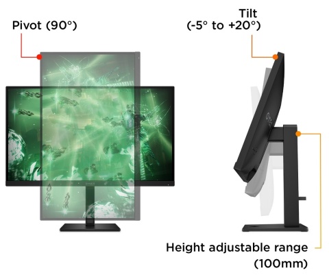 Monitor HP Omen 27q G2 QHD IPS 180Hz 27 cali 2560x1440 HDMI DisplayPort pivot AV4H6AS