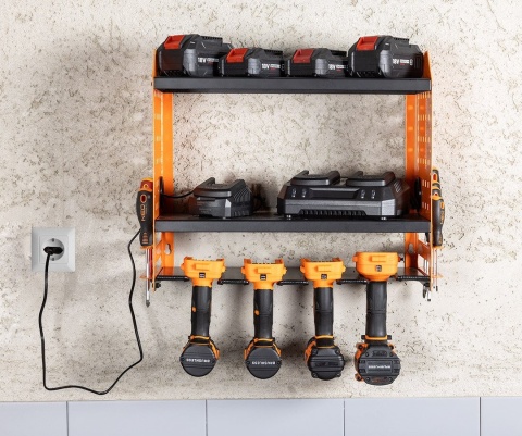 PÓŁKA NA ELEKTRONARZĘDZIA AKUMULATOROWE z malowanej proszkowo blachy stalowej 84-199 NEO TOOLS