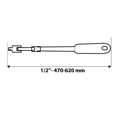 RĘKOJEŚĆ Z PRZEGUBEM TELESKOPOWA 1/2" 470- 620 MM z wytrzymałej stali chromowo-wanadowej 08-553 NEO TOOLS