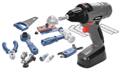 Walizka narzędziowa dla dzieci kreatywny zestaw zabawek majsterkowicza do nauki i zabawy GD021 GRAPHITE