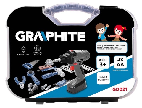 Walizka narzędziowa dla dzieci kreatywny zestaw zabawek majsterkowicza do nauki i zabawy GD021 GRAPHITE