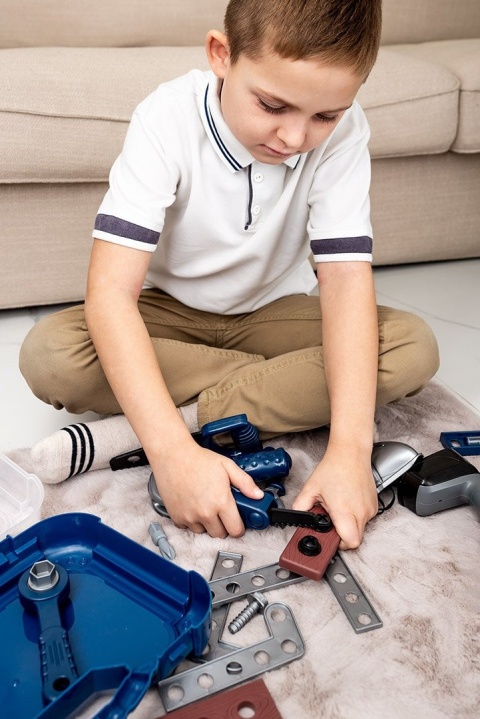 Walizka narzędziowa dla dzieci kreatywny zestaw zabawek majsterkowicza do nauki i zabawy GD021 GRAPHITE