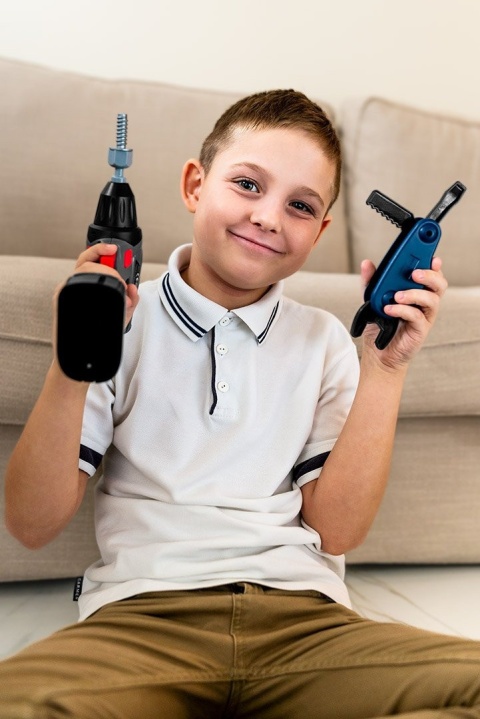 Walizka narzędziowa dla dzieci kreatywny zestaw zabawek majsterkowicza do nauki i zabawy GD021 GRAPHITE