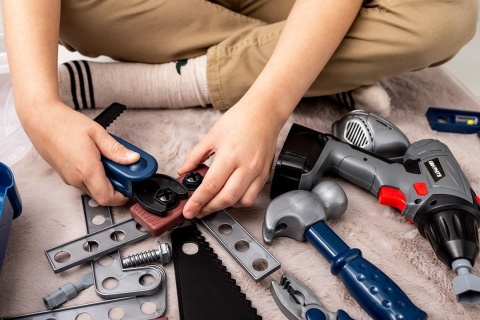 Walizka narzędziowa dla dzieci kreatywny zestaw zabawek majsterkowicza do nauki i zabawy GD021 GRAPHITE