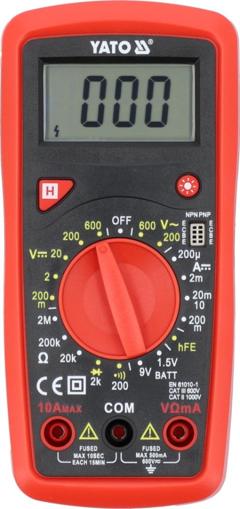 WIELOFUNKCYJNY MIERNIK CYFROWY Z ZAKRESEM DLA KAŻDEGO POMIARU UMOŻLIWIAJĄCY BADANIE TECHNICZNE YT-73081 YATO