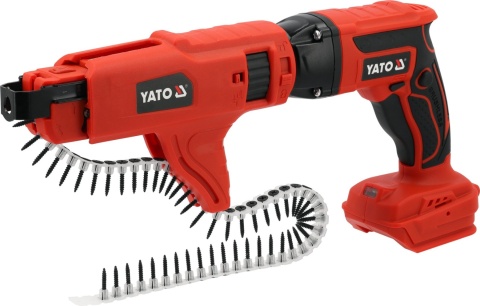 WKRĘTARKA TAŚMOWA 18V DO G/K solidna bezprzewodowa wkrętarka taśmowa zapewnia szybkie i wydajne wkręcanie YT-82076 YATO