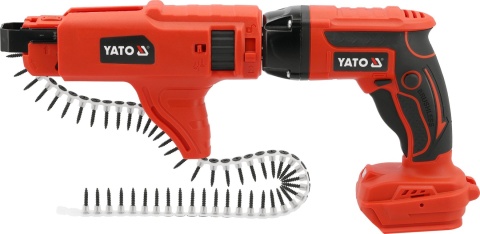 WKRĘTARKA TAŚMOWA 18V DO G/K solidna bezprzewodowa wkrętarka taśmowa zapewnia szybkie i wydajne wkręcanie YT-82076 YATO