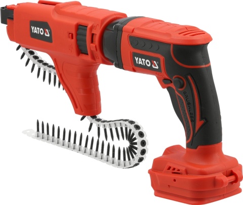 WKRĘTARKA TAŚMOWA 18V DO G/K solidna bezprzewodowa wkrętarka taśmowa zapewnia szybkie i wydajne wkręcanie YT-82076 YATO